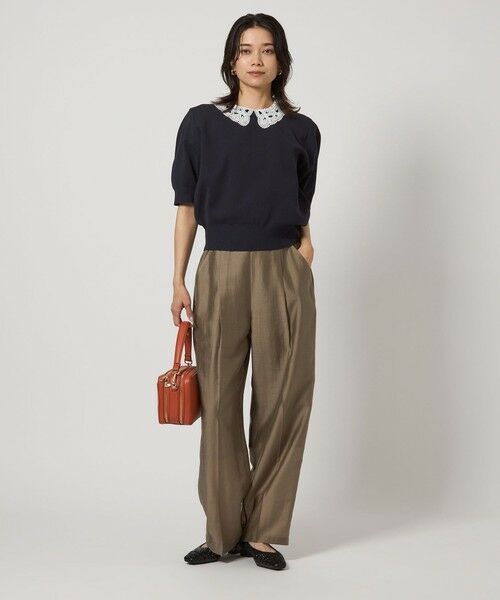 green label relaxing / グリーンレーベル リラクシング ニット・セーター | 襟レース 2WAY 5分袖 プルオーバー ニット  -ウォッシャブル- | 詳細20