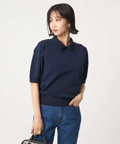 ARCHIVIO ネイビー/ブルー 長袖セーター MUJI Labo セーター ニット 「MUJI Labo」紳士 和紙混ニット長袖