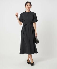 グリーンレーベルリラクシング　ベルト フレア ショートスリーブ ワンピース ベルト フレア ショートスリーブ ワンピース ―マシンウォッシャブル―