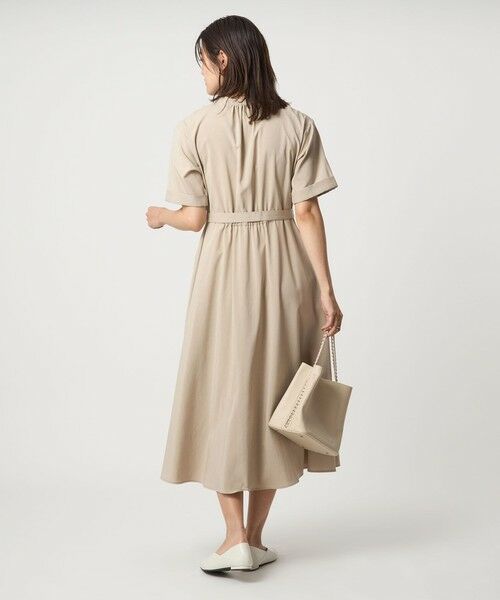 green label relaxing / グリーンレーベル リラクシング ロング・マキシ丈ワンピース | ウエスト ベルト ショートスリーブ ワンピース  -マシンウォッシャブル- | 詳細3