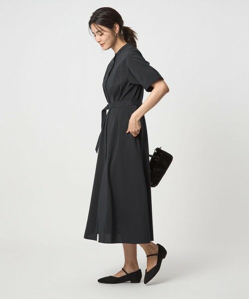 green label relaxing / グリーンレーベル リラクシング ロング・マキシ丈ワンピース | ウエスト ベルト ショートスリーブ ワンピース  -マシンウォッシャブル- | 詳細19