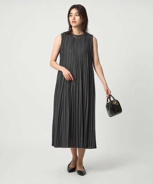 ほぼ未使用品✨プリーツプリーズ Terry Johnson コラボ ワンピース 強撚スムース ハイネック5分袖カットソーワンピース(51845953