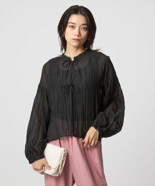 green label relaxing / グリーンレーベル リラクシング シャツ・ブラウス | リボン シアー ブラウス | 詳細1