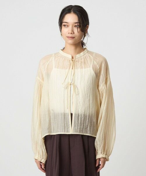 green label relaxing / グリーンレーベル リラクシング シャツ・ブラウス | リボン シアー ブラウス | 詳細11