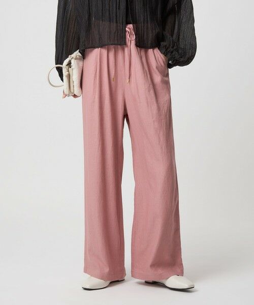 green label relaxing/グリーンレーベル リラクシング ［size SHORT/TALLあり］BREEZE LINEN ブリーズリネン ワイド パンツ 2 PINK M(38)