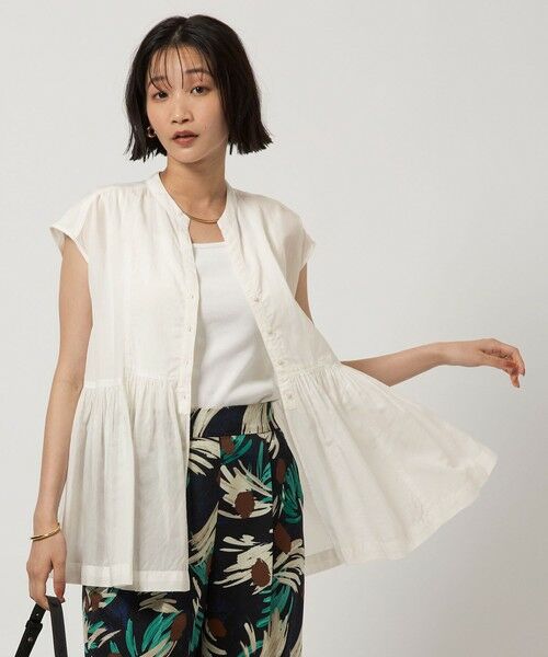 green label relaxing/グリーンレーベル リラクシング ボイル ギャザー ハオリ ショートスリーブ ブラウス WHITE FREE green label relaxing/グリーンレーベル リラクシング ボイル ギャザー ハオリ ショートスリーブ ブラウス WHITE FREE