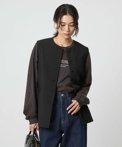 green label relaxing/グリーンレーベル リラクシング ジレ ブラウス BLACK FREE green label relaxing/グリーンレーベル リラクシング ジレ ブラウス BLACK FREE