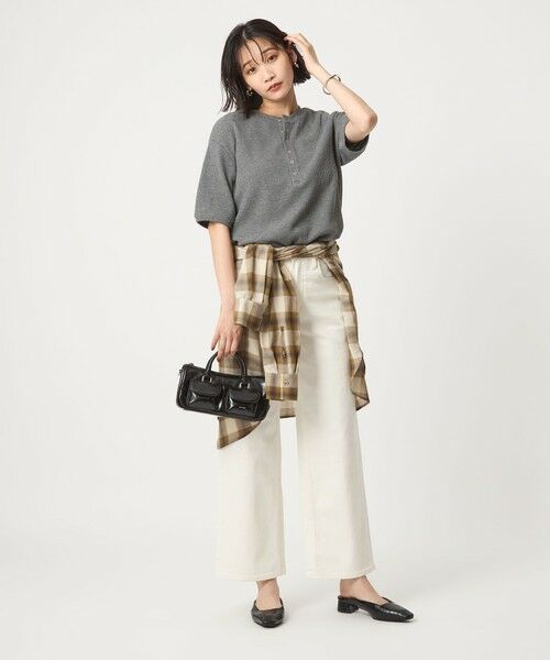 green label relaxing / グリーンレーベル リラクシング カットソー | 【WEB限定】＜at ease＞ワッフル ヘンリーネック 5分袖 プルオーバー カットソー | 詳細3