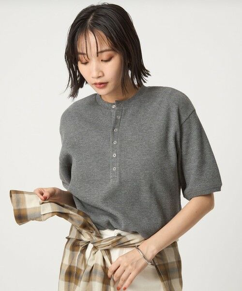 セール】 【WEB限定】＜at ease＞ワッフル ヘンリーネック 5分袖