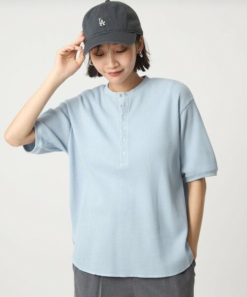 green label relaxing / グリーンレーベル リラクシング カットソー | 【WEB限定】＜at ease＞ワッフル ヘンリーネック 5分袖 プルオーバー カットソー | 詳細20