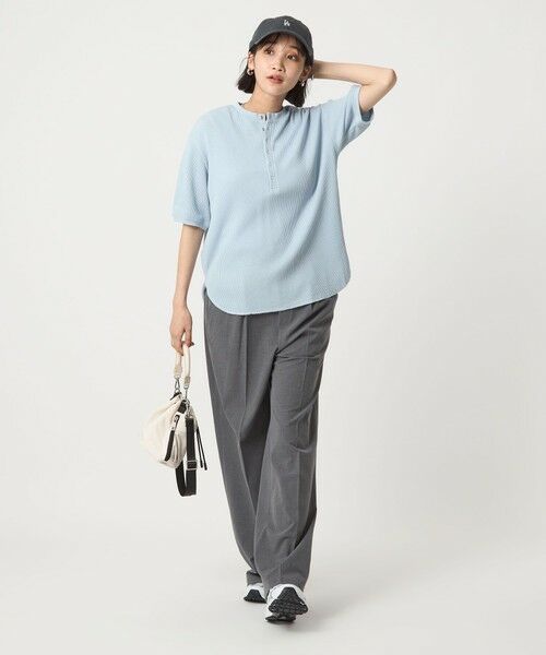 green label relaxing / グリーンレーベル リラクシング カットソー | 【WEB限定】＜at ease＞ワッフル ヘンリーネック 5分袖 プルオーバー カットソー | 詳細23