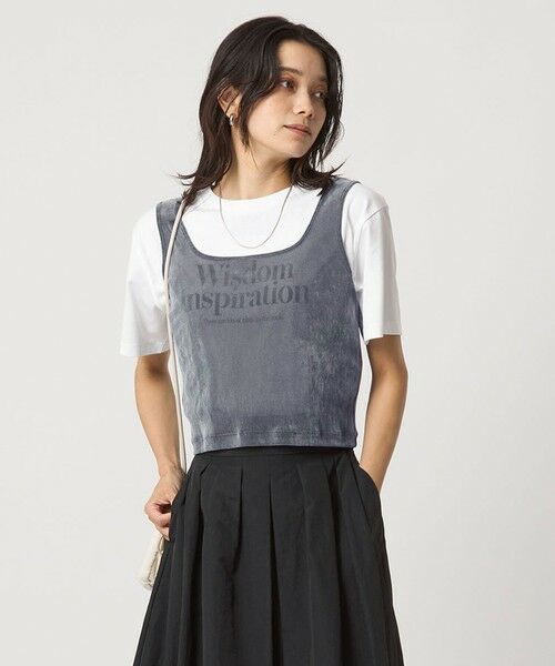 green label relaxing/グリーンレーベル リラクシング シアー フロッキー タンクトップ LT. BLUE FREE green label relaxing/グリーンレーベル リラクシング シアー フロッキー タンクトップ LT. BLUE FREE