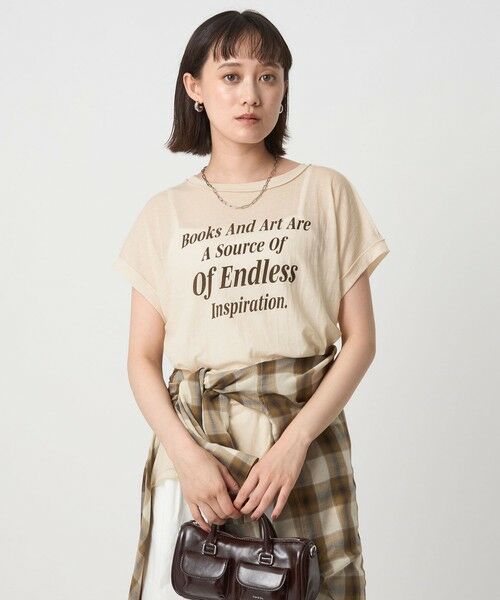green label relaxing/グリーンレーベル リラクシング シアー ロゴ ショートスリーブ Tシャツ NATURAL FREE green label relaxing/グリーンレーベル リラクシング シアー ロゴ ショートスリーブ Tシャツ NATURAL FREE