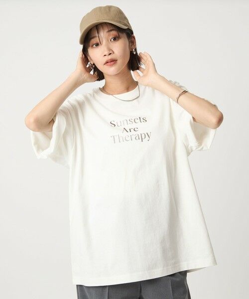 green label relaxing / グリーンレーベル リラクシング カットソー | ＜at ease＞ロゴ オーバー ショートスリーブ Ｔシャツ | 詳細1