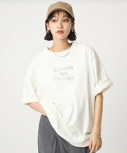 green label relaxing/グリーンレーベル リラクシング 【WEB限定】<at ease>ロゴ オーバー ショートスリーブ Tシャツ OFF WHITE FREE green label relaxing/グリーンレーベル リラクシング 【WEB限定】<at ease>ロゴ オーバー ショートスリーブ Tシャツ OFF WHITE FREE