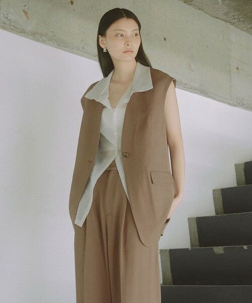 green label relaxing/グリーンレーベル リラクシング <SEASONAL COLLECTION>ノーラペル ジレ MOCA FREE green label relaxing/グリーンレーベル リラクシング <SEASONAL COLLECTION>ノーラペル ジレ MOCA FREE