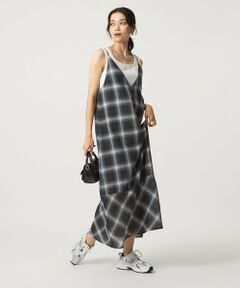 green label relaxing / グリーンレーベル リラクシング ロング・マキシ丈ワンピース | シアー チェック キャミソールワンピース