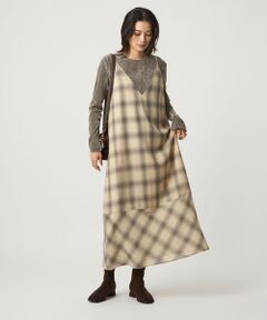 green label relaxing / グリーンレーベル リラクシング ロング・マキシ丈ワンピース | シアー チェック キャミソールワンピース