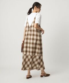 green label relaxing / グリーンレーベル リラクシング ロング・マキシ丈ワンピース | シアー チェック キャミソールワンピース