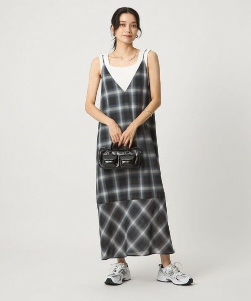 green label relaxing / グリーンレーベル リラクシング ロング・マキシ丈ワンピース | シアー チェック キャミソールワンピース | 詳細1