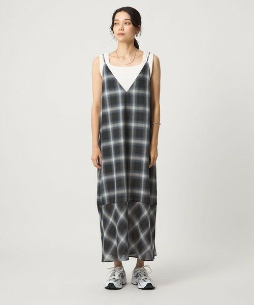 green label relaxing / グリーンレーベル リラクシング ロング・マキシ丈ワンピース | シアー チェック キャミソールワンピース | 詳細4