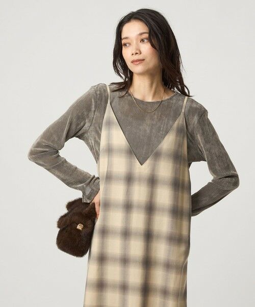 green label relaxing / グリーンレーベル リラクシング ロング・マキシ丈ワンピース | シアー チェック キャミソールワンピース | 詳細13