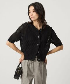 green label relaxing / グリーンレーベル リラクシング カーディガン・ボレロ | メッシュ ニット ショートスリーブ カーディガン