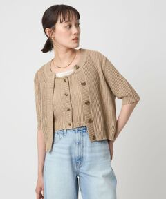 green label relaxing / グリーンレーベル リラクシング カーディガン・ボレロ | メッシュ ニット ショートスリーブ カーディガン