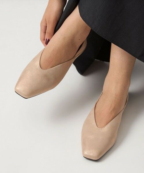 green label relaxing/グリーンレーベル リラクシング スクエア 2WAY フラットシューズ GOLD 23.5cm green label relaxing/グリーンレーベル リラクシング スクエア 2WAY フラットシューズ GOLD 23.5cm