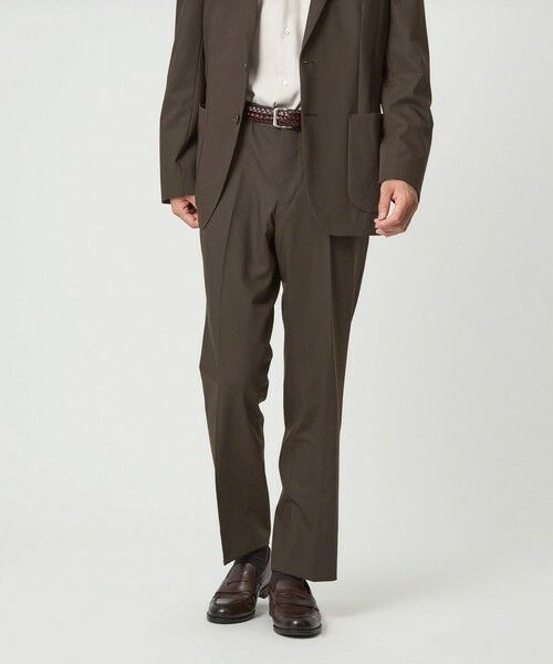 green label relaxing/グリーンレーベル リラクシング A+ TW カラーギャバ スタンダード イージー スラックス -ウォッシャブル・ストレッチ- DK. BROWN XL