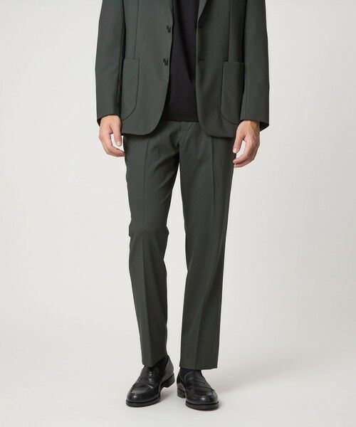 green label relaxing/グリーンレーベル リラクシング A+ TW カラーギャバ スタンダード イージー スラックス -ウォッシャブル・ストレッチ- DK. GREEN L