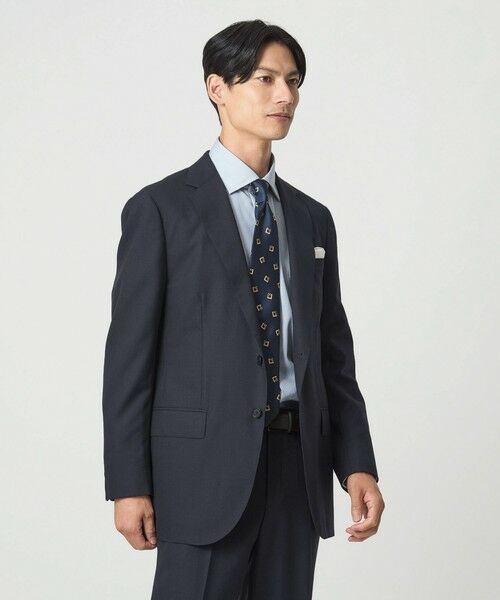 green label relaxing/グリーンレーベル リラクシング GUABELLO 組織無地 2B MF スーツジャケット NAVY XS(42)