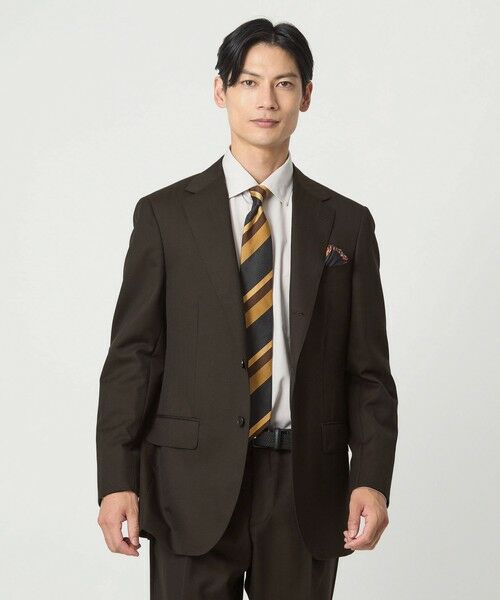 green label relaxing/グリーンレーベル リラクシング GUABELLO ヘリンボーン 3B HXD スーツジャケット DK. BROWN S(44)