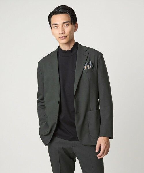 green label relaxing/グリーンレーベル リラクシング A+ TW カラーギャバ 2B スタンダード 2P ジャケット -ウォッシャブル・ストレッチ- DK. GREEN M