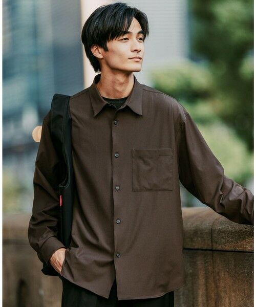 green label relaxing/グリーンレーベル リラクシング FREELITCH ボックス レギュラーカラー シャツ -ストレッチ- DK. BROWN S green label relaxing/グリーンレーベル リラクシング FREELITCH ボックス レギュラーカラー シャツ -ストレッチ- DK. BROWN S