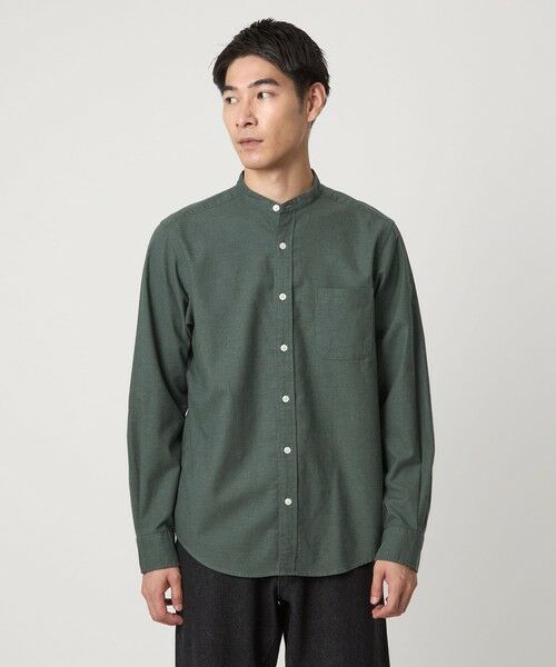 green label relaxing/グリーンレーベル リラクシング ナチュラルフィット ビエラ バンドカラー シャツ OLIVE S green label relaxing/グリーンレーベル リラクシング ナチュラルフィット ビエラ バンドカラー シャツ OLIVE S