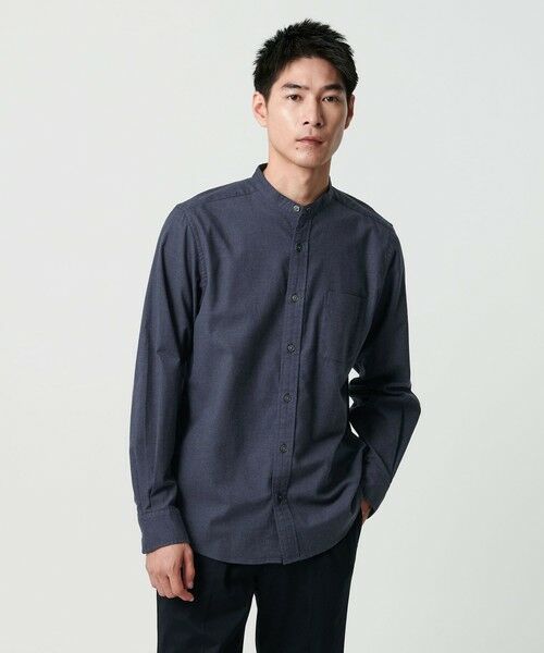 green label relaxing/グリーンレーベル リラクシング ナチュラルフィット ビエラ バンドカラー シャツ NAVY L green label relaxing/グリーンレーベル リラクシング ナチュラルフィット ビエラ バンドカラー シャツ NAVY L