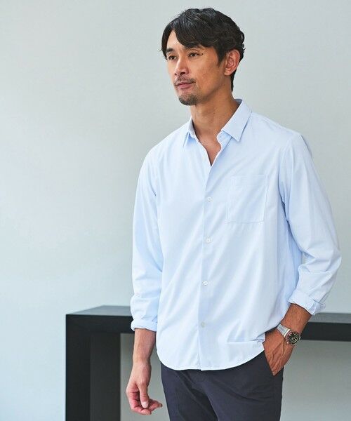green label relaxing/グリーンレーベル リラクシング 【WEB限定】JUST fit トリコット ドレープ シャツ LT. BLUE M green label relaxing/グリーンレーベル リラクシング 【WEB限定】JUST fit トリコット ドレープ シャツ LT. BLUE M