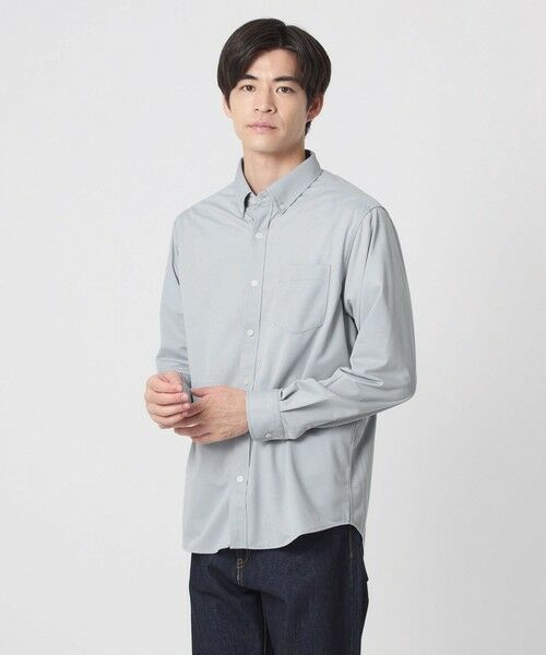 green label relaxing/グリーンレーベル リラクシング 【WEB限定】JUST fit トリコット ジャカード シャツ LT. GRAY M