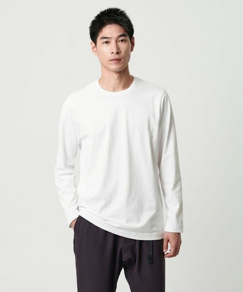 green label relaxing / グリーンレーベル リラクシング カットソー | LONG FIBER COTTON クリア クルーネック 長袖 Tシャツ | 詳細2
