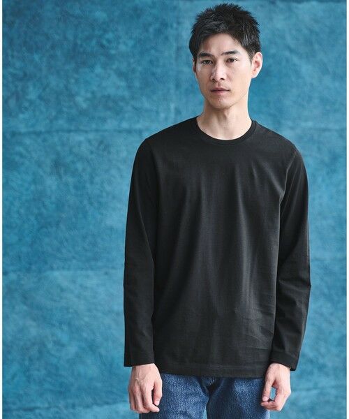 green label relaxing/グリーンレーベル リラクシング LONG FIBER COTTON クリア クルーネック 長袖 Tシャツ BLACK L green label relaxing/グリーンレーベル リラクシング LONG FIBER COTTON クリア クルーネック 長袖 Tシャツ BLACK L