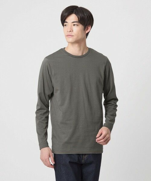 green label relaxing/グリーンレーベル リラクシング LONG FIBER COTTON クリア クルーネック 長袖 Tシャツ MD. GRAY L green label relaxing/グリーンレーベル リラクシング LONG FIBER COTTON クリア クルーネック 長袖 Tシャツ MD. GRAY L