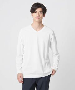 green label relaxing / グリーンレーベル リラクシング カットソー | LONG FIBER COTTON クリア Vネック 長袖 Tシャツ