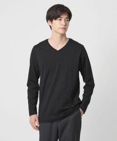 green label relaxing / グリーンレーベル リラクシング カットソー | LONG FIBER COTTON クリア Vネック 長袖 Tシャツ