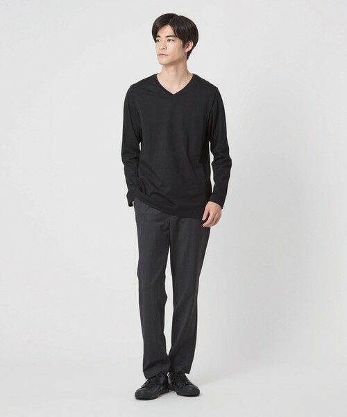 green label relaxing / グリーンレーベル リラクシング カットソー | LONG FIBER COTTON クリア Vネック 長袖 Tシャツ | 詳細6