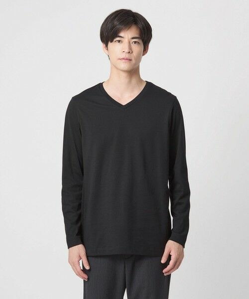 green label relaxing / グリーンレーベル リラクシング カットソー | LONG FIBER COTTON クリア Vネック 長袖 Tシャツ | 詳細7