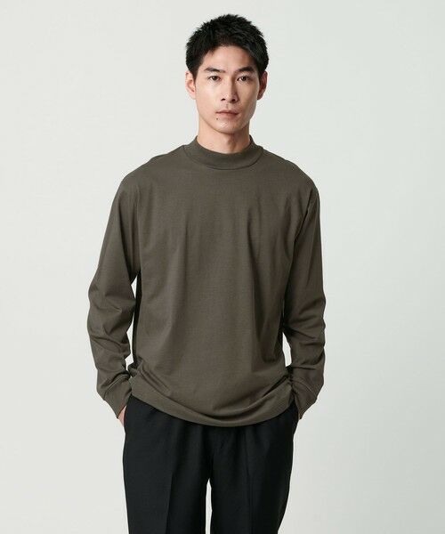 green label relaxing / グリーンレーベル リラクシング カットソー | LONG FIBER COTTON クリア モックネック 長袖 Tシャツ | 詳細12