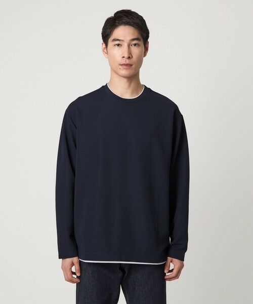 green label relaxing / グリーンレーベル リラクシング カットソー | 【WEB限定】リップル フェイクレイヤード ロングスリーブ Tシャツ -吸水速乾・抗菌- | 詳細17