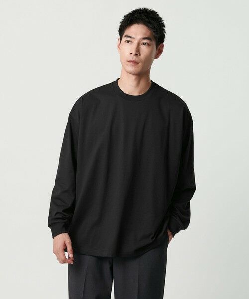 green label relaxing/グリーンレーベル リラクシング 【WEB限定】デイリールーズ Tシャツ -吸水速乾・抗菌- BLACK L