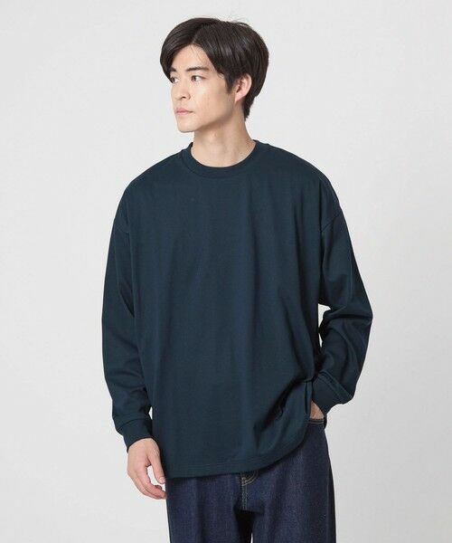 green label relaxing/グリーンレーベル リラクシング 【WEB限定】デイリールーズ Tシャツ -吸水速乾・抗菌- NAVY L